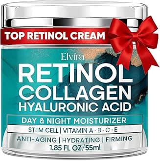 Elvira Retinol Anti Aging Face Moisturizer- Collagen Cream With Stem Cell & Hyaluronic Acid, Instant Face Lift Cream for Skin Tightening and Firming, Wrinkle Smoother for Women & Men, 1.85 Fl Oz