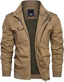 Mens Warm Fleece Cargo Jacket Winter Military Bomber Jackets Windproof Work Coat with Multi Pockets