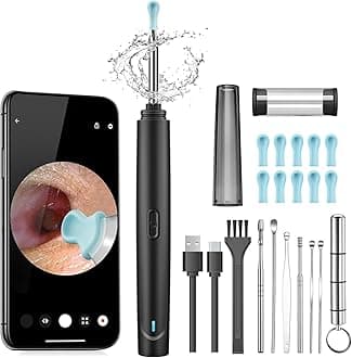Qnoon Ear Wax Removal Tool Camera, 1296P HD Camera and 6 LED Lights, Ear Cleaner with Camera, 1296P HD Camera and 6 LED Lights, Ear Cleaning kit, Ear Wax Removal Kit