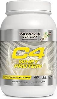 C4 Cellucor Whey Protein Powder, Vanilla Bean - 25g Protein, 0g Added Sugar, 130 Calories Per Serving, Supports Muscle Recovery, 28 Servings, Premium Whey for Post-Workout