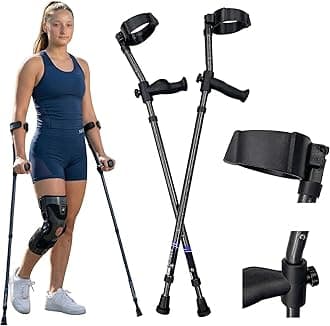 Millennial Medical in-Motion Forearm Crutches Spring Assist Crutches for Adults Walking Crutch with ergonomic Handles Articulating Tips Size Tall (5