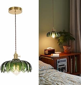 Vintage Pendant Light Fixtures: Glass Pendant Lights Kitchen Island, Green Pendant Light, Modern Chandelier Pendant Green Light Fixture for Bedroom Dining Room