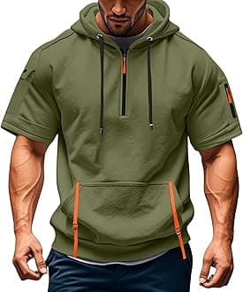 Hoodies for Men Quarter Zip Hoodie Lightweight Sweatshirt Pullover Oversized Hooded Tshirts with Pocket