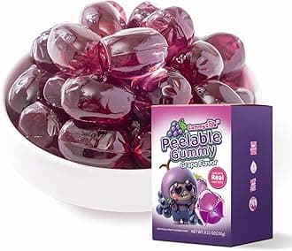 GummyGlow Peelable Fruity Gummy Candy, 8.1oz (230g) Box, 45-55 Individually Wrapped Chewy Candies, Fun to Peel, Perfect for Sharing, Party Favors & Gifts (Grape)
