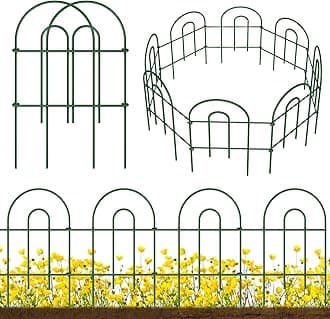 Amagabeli Garden Home Decorative Fence 24 in x 35 ft Rustproof Green Iron Landscape Wire Folding Fencing Ornamental Panel Border Fence Edge Section Edging Patio Flower Bed Fencing Outdoor Fenc