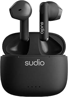 SUDIO A1 (Black) Wireless Earphones, Open Earphones, Bluetooth 5.3, IOS and Android Compatible, IPX4 Level, Waterproof Design, Scandinavian Design, SDGs, Sustainable, Gift
