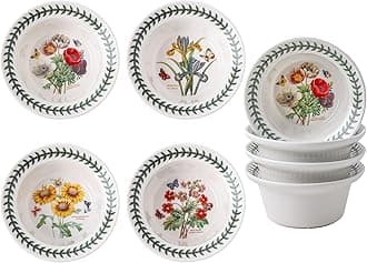 Garden 5.4" Ice Cream Bowls - Set of 4 | Assorted Floral Motifs | Fine Earthenware | Chip Resistant Glaze | Dishwasher, Microwave, Freezer, Oven Safe |Ideal for Yogurt, Desserts, Soup, Cereal, Serving