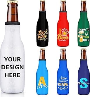 Custom Beer Bottle Sleeve Insulators 12oz Standard Zip-up Bottle Jacket Non-slip Thick Neoprene Drink Holder with Personalized Logo Text Bulk 200PC Pack