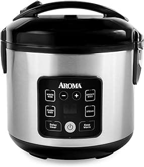 CoreCoat™ Digital Rice Cooker & Steamer for Brown Rice with Nonstick Ceramic Coating (8 Cups Cooked, 4 Cups Uncooked)