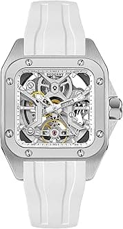 Square Automatic Titanium Watch for Men 72H Power-Reserve Side Transparent Case 10ATM Waterproof Swiss Super-Luminous Sports Wrist Watches-Storm