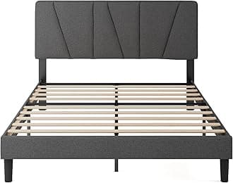 ZINUS Upholstered Bed Platform, Queen, Grey