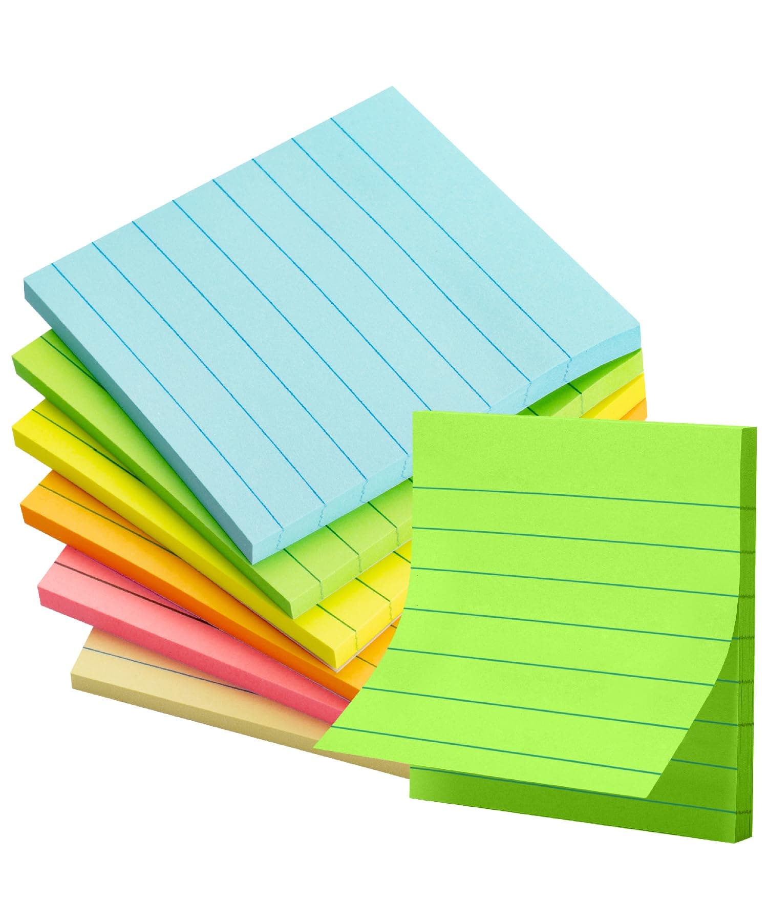 Mr. Pen Lined Sticky Notes - 6 Pads, 45 Sheets Each, Pastel Colors