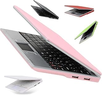 Bigmachine 7 Inch Portable Mini Computer Laptop PC Netbook for kids Android 12 Quad Core 32GB WIFI Built In Camera Netflix YouTube Flash Player (Pink)
