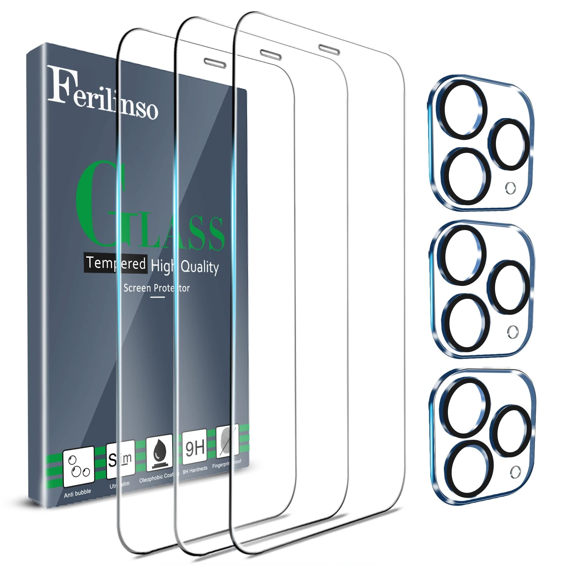 Ferilinso Screen Protector + Camera Lens Protector for iPhone 11 Pro Max