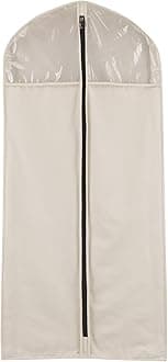 Household Essentials 3392-1 Cedarline Collection Hanging Garment Bag | Dress and Suit Protector | Natural Cotton Canvas,Off-White
