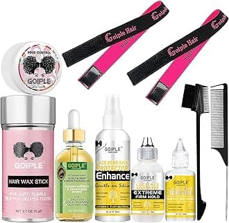 Wig Lace Glue for Lace Front Wigs, Strong Hold Lace Front Wig Glue for Wigs, Hair Adhesive Hair Replacement with Remover, Wig Melting Band, Hair Wax Stick, Edge Control Edge Brush