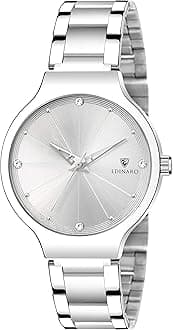 EDINARO Gorgeous Analogue Round Studded Dial Watches for Women and Ladies Watch with Stainless Steel Adjustable Bracelet Strap with Double Lock Clasp Watches for Girls