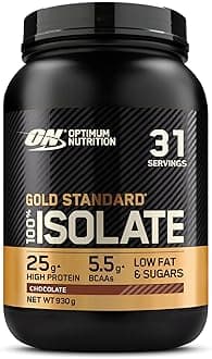 Optimum Nutrition ON Gold Standard 100% Isolate Pure Whey Protein, Naturally Occurring BCAAs and Glutamine, Pre and Post Workout, Chocolate Flavour, 31 Servings, 930 g