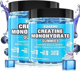 2 Pack Creatine Monohydrate Gummies 5000mg for Men & Women, 120 CT Chewable Creatine Monohydrate for Muscle Support, Energy Boost, 5g of Creatine Monohydrate per Serving - Sugar Free,Vegan