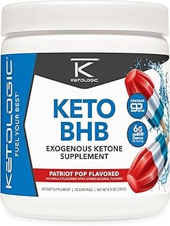 Ketologic Keto BHB (Patriot Pop Flavor) 30 Servings - Exogenous Ketone Supplement with goBHB, Beta-Hydroxybutyrate Salts
