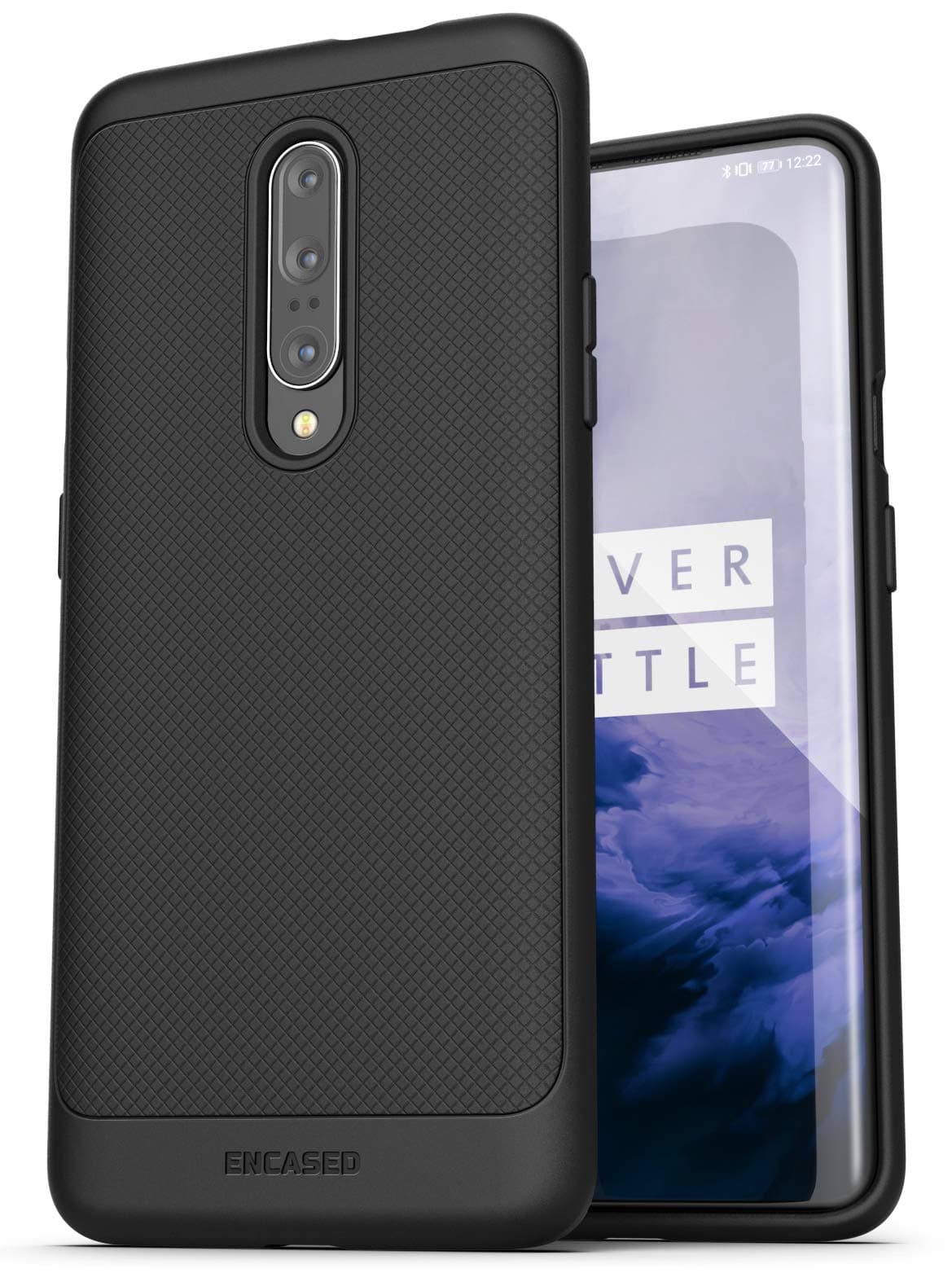 ENCASED OnePlus 7 Pro Case (Thin Armor) Slim Fit Flexible Grip Phone Cover - Black