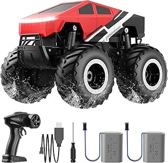 Cybertruck RC Car Kids Toys for Ages 6+, Remote Control Car Waterproof Monster Truck, Amphibious 4WD All Terrain Off-Road Pickup, 1:16 Scale, 2.4GHZ Vehicles, Boys Christmas Kids Birthday Gift / Red