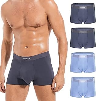 Men's Modal Boxer Briefs Seamless Underwear Microfiber Comfortable Soft 4-Pack With Gift Box