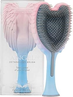 Tangle Angel Hair Extension Brush - Anti Static Soft Bristle Paddle Brush for Straight or Wavy Hair - Wings Shower & Blow Drying Detangler Hairbrushes for Women - Two Tone Pink Blue