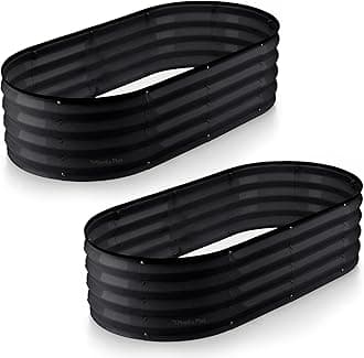Galvanized Raised Garden Beds Outdoor // 4×2×1 ft (2-Pack) Planter Raised Beds for Gardening, Vegetables, Flowers // Large Metal Garden Box // Patented Tool-Free Design (Black)