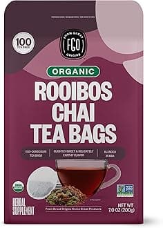 FGO Organic Rooibos Chai Tea, 100 Count, Eco-Conscious Tea Bags, Resealable Bag, Packaging May Vary (Pack of 1)