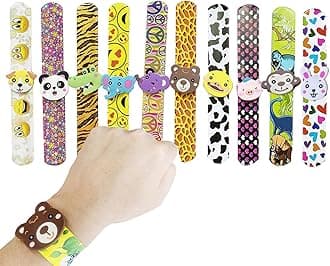 Animal Slap Bracelets Wristband Slap Bands for Kids Party Bag Filler,10Pc 3D Animal Design Snap Bracelet Bands Bulk for Kids Boys Girls Birthday Jungle Animal Party Favors Classroom Prizes Xmas Gifts