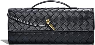 Trendy Woven Evening Clutch Purses for Women Evening Bags Handbags PU Leather Purse with Removable Shoulder Strap Bag