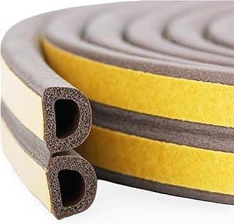 YGM Acoustic Foams® Ultimate 18Feet D-Type Vacuum Door & Window Weather DIY Seal Strip - Superior Soundproofing, Wind Protection - Self Adhesive Foam Tape, EPDM D Shape - 18ft Total Length (Brown)