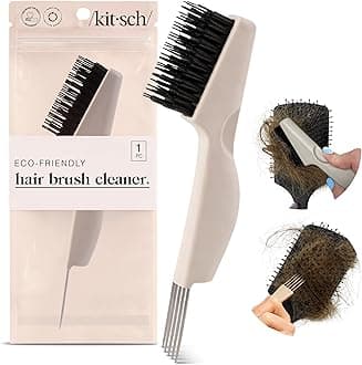 Kitsch Double Sided Hair Brush Cleaner Tool - Back to School Travel Size Cleanser Rake for Detangling Paddle Oval Hairbrushes or Combs - Salon Solution for Removing Dust from Cushion