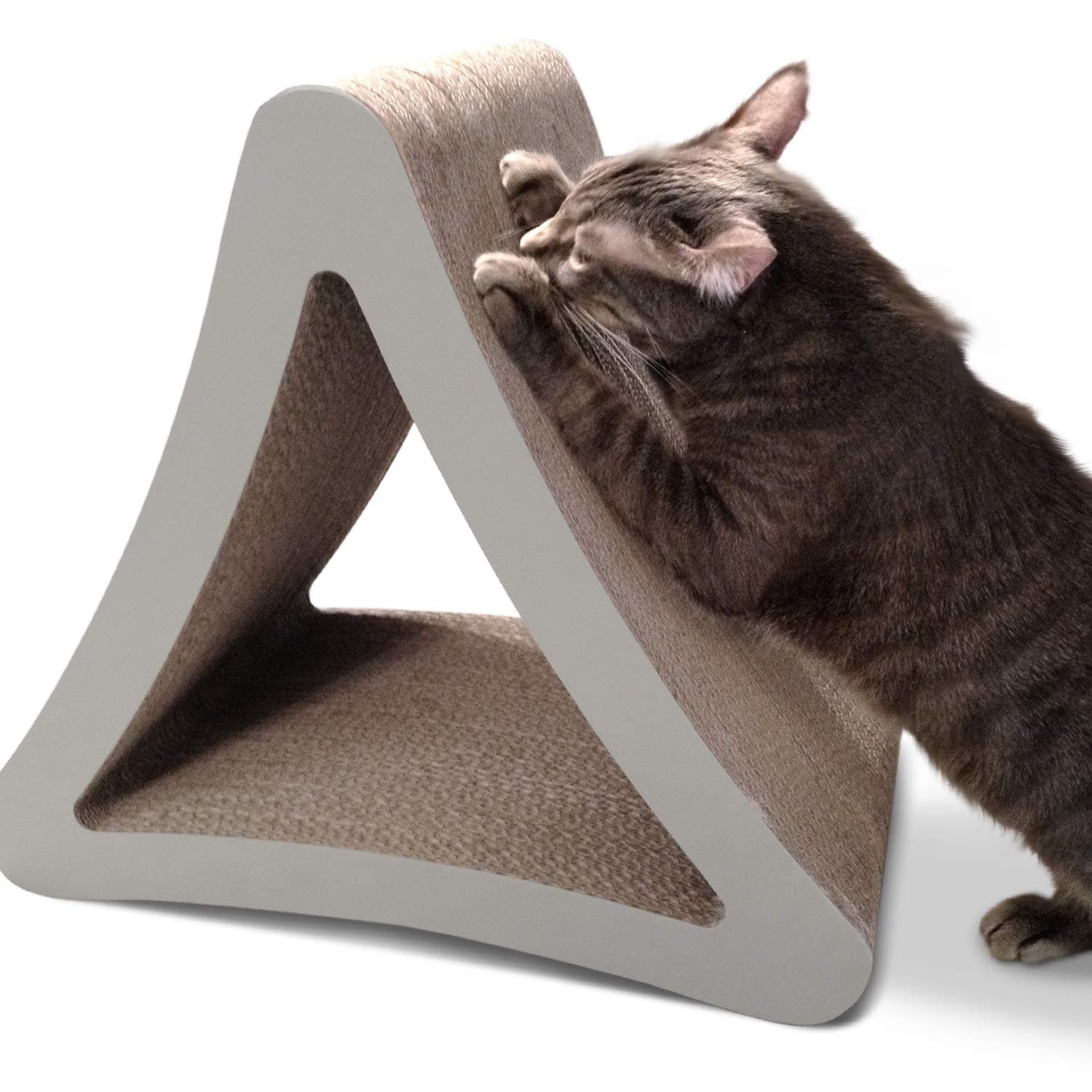 PetFusion 3-Sided Vertical Scratch Play & Perch Cat Scratching Post, 18" x 10.5" x 15.9", Multiple Angle Cat Scratching Pad; 6 Usable Sides, 100% Recyclable Cardboard Lounge