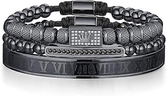 3PCS Stainless Steel Bracelets for Men Gold Roman Numeral Bangle Bracelet Twisted Cable Bracelet Adjustable Cuff Bracelet Mens Luxury Jewelry Bracelets Gifts