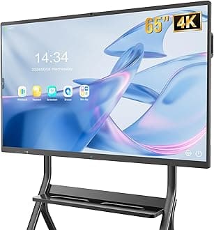 4K Touch Screen Smart Board Interactive Whiteboard 8+128GB Built-in Ultra HD Camera Microphone Support WIFI Bluetooth HDMI (65 Inch)
