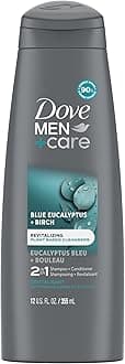 DOVE MEN + CARE 2 in 1 Shampoo & Conditioner Eucalyptus & Birch For Healthy-Looking Hair Naturally Derived Plant Based Cleansers 12 oz