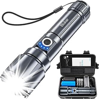 LED Torch, Blukar 20000 Lumens Super Bright Torches Led - Adjustable Focus, 5000 mAh, IP67 Waterproof, Powerful Long Lasting Handheld Flashlight for Power Cuts, Camping, Emergency-Grey