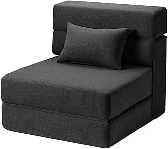 Folding Sofa Bed with Pillow- Convertible Chair Floor Couch & Sleeping Mattress, Foldable Memory Foam Sleeper for Living Room/Dorm/Guest Room/Home Office/Apartment/Loft, Single26, Dark Gray