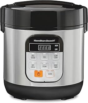 Digital Programmable Rice Cooker & Food Steamer, with Slow Hard-Boiled Egg Functions, Egg/Steam Tray, Small & Compact, 6 Cups Cooked (3 Uncooked), Stainless Steel (37524)