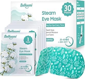 BeHoomi 30Packs Steam Eye Mask, Heated Eye Mask Warm Compress for Eyes, Self Heating Disposable Steam Mask for Home Sleep, Spa, Travel Essentials & Relaxation Gifts, Mothers Day Gifts (Unscented)