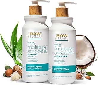 Amêndoa Twelve Raw Sugar Moisture Smoothie Shampoo and Conditioner with Coconut Oil, Agave, and Leite, Nourishes and Moisturizes Dry Hair, Sulfate and Paraben-Free