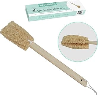 Natural Loofah for Bathing Exfoliating Scrubbers | Organic Bath Sponge for Spa Shower | Face, Back and Body Scrubber | Eco-Friendly (15 Inch Bath Brush On a Handle)