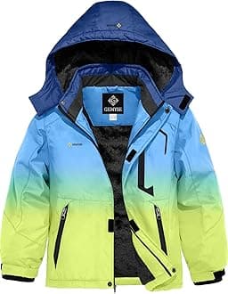 GEMYSE Boy's Waterproof Ski Snow Jacket Hooded Fleece Windproof Winter Jacket