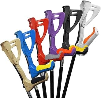 FDIErgotech Comfort Grip Folding Handle + Collapsible Elbow Walking Stick Single Crutch, Purple + Black Grip