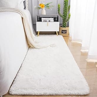 Soft Runner Rug for Bedroom Living Room Plush Fluffy Rugs 2x6 Feet, Shag Furry Runner Rug Carpet Non Shedding for Nursery Children Kids Girls Room Home Decorative, Cream