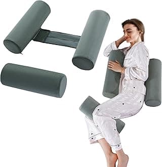 HOMBYS Body Positional Pillow with Knee Pillow Set for Side Sleeper, Memory Foam Supportive Trainer for Sleeping on Side, Roll Cylinder Pillow for Better Sleep Breathing, Grey