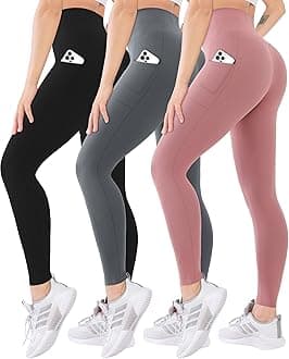 3 Pack High Waisted Leggings for Women with Pockets Soft Active Tummy Control Pants for Yoga Running & Daily Wear