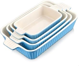 MALACASA Baking dishes for oven set of 4, Blue